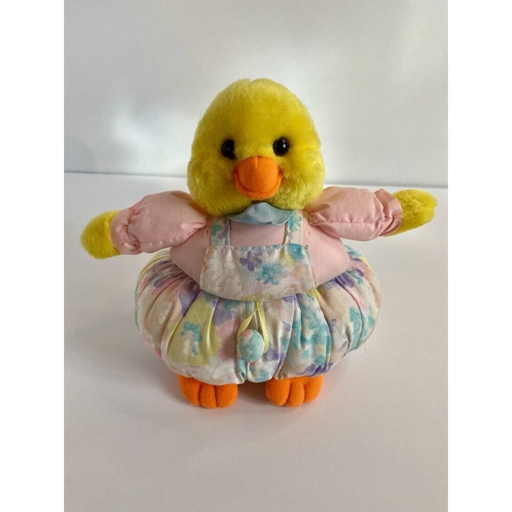 Russ Berrie Yellow Chick Plush Easter Gift Basket Holder Pastels Vintage
